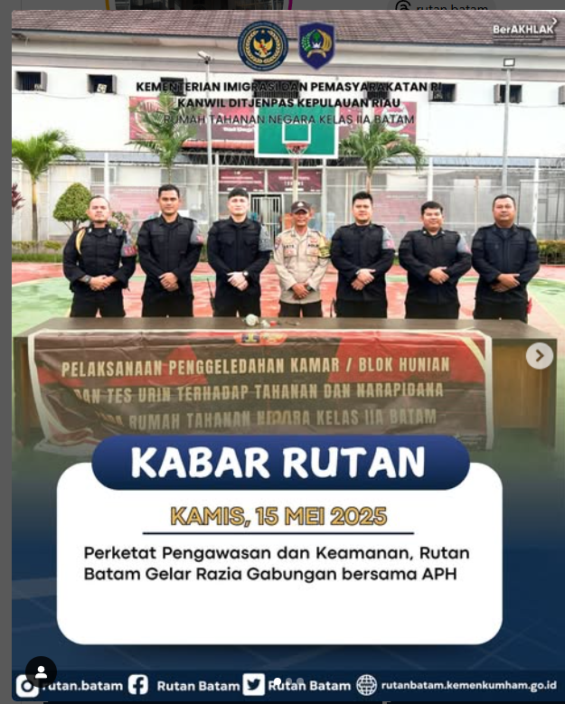 Perketat Pengawasan dan Keamanan, Rutan Batam Gelar Razia Gabungan bersama APH