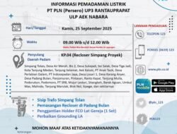 Pengumuman: Demi Peningkatan Layanan, PLN Rayon Aek Nabara Jadwalkan Pemadaman Listrik Terencana