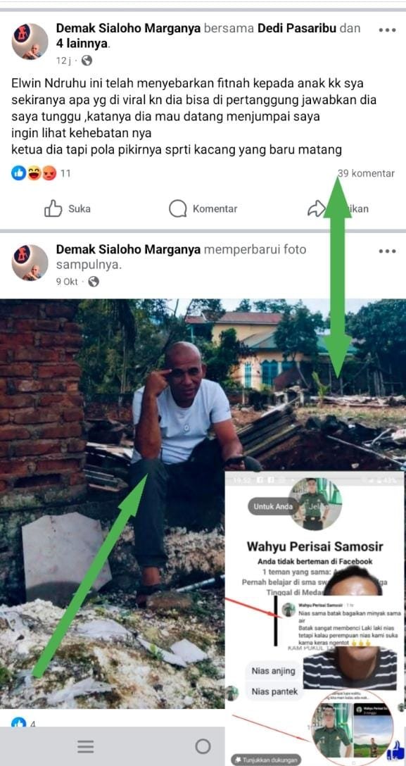 Pemilik Akun Demak Sialoho Marganya Akui Terduga Pelaku Pengujar Kebencian oleh Oknum TNI adalah Anak dari Kakaknya