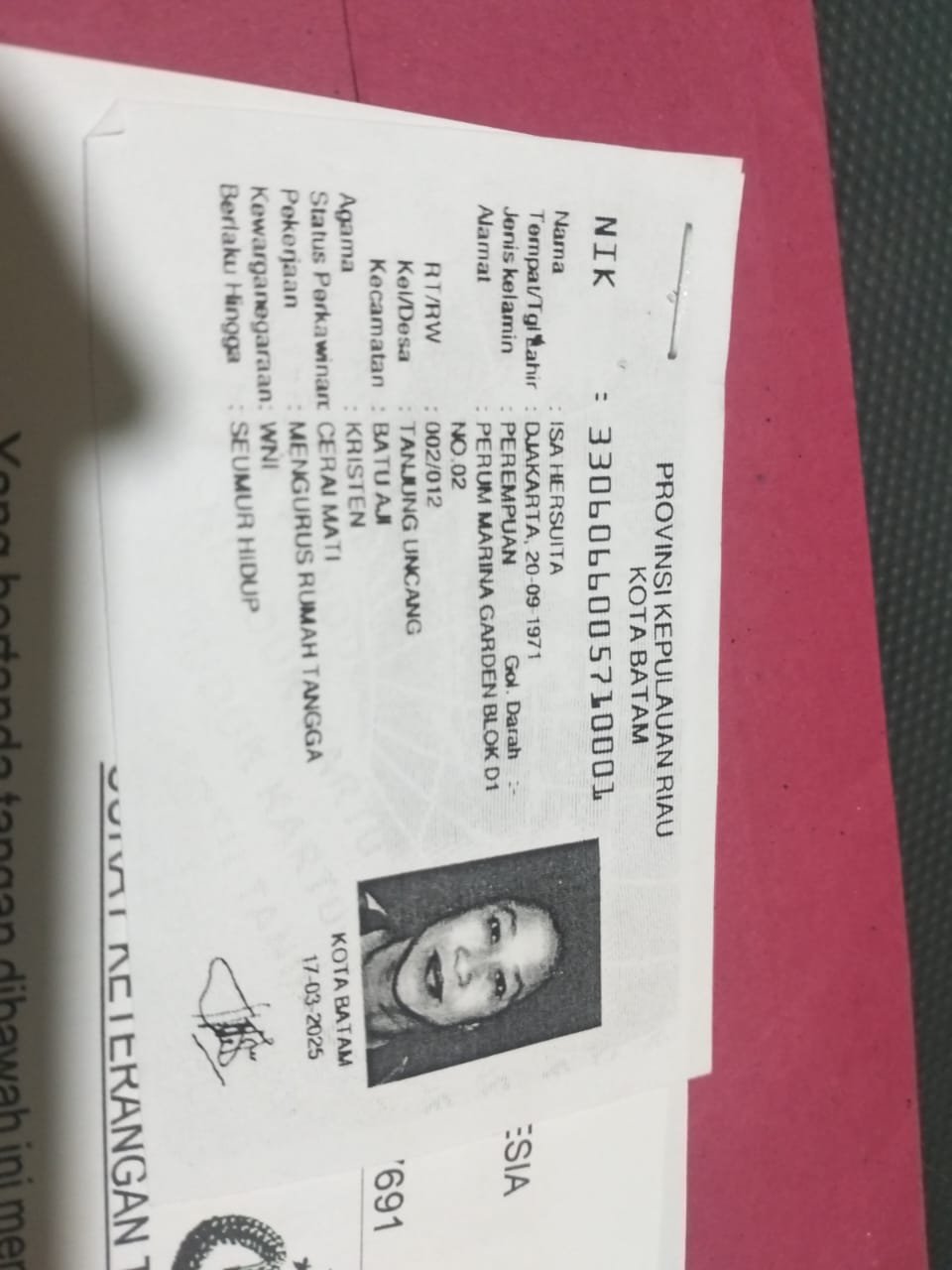 Mohon Bantuannya Warga Batam jika Ada yang Melihat BPKB dengan No. 02424046 agar bisa Menghubungi Pemilik An. Isa Hersuita