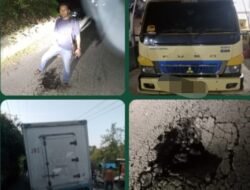 Diduga Over Kapasitas, Mobil Box Terpuruk dan Tinggalkan Lubang Berbahaya di Jalan Nelayan Selatpanjang