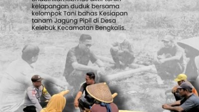 Perkuat Ketahanan Pangan, Bhabinkamtibmas Polsek Bengkalis Duduk Bersama Petani Bahas Persiapan Tanam Jagung Pipil di Lahan Desa Kelebuk