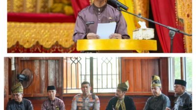 Meranti Sambut Kapolres Baru dan Tamu Melaka dengan Tepung Tawar, Persaudaraan Serumpun Kian Erat