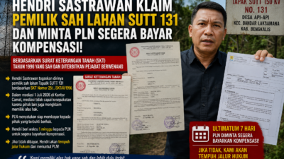 Hendri Sastrawan Beri Ultimatum PLN, Minta Kompensasi Tapak SUTT 131 Dibayar dalam 7 Hari atau Tempuh Jalur Hukum