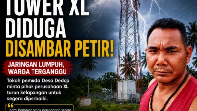 Tower XL di Desa Dedap Diduga Tersambar Petir, Tokoh Masyarat Desak Perusahaan Segera Lakukan Perbaikan