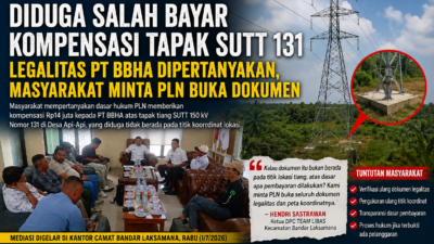 Diduga Salah Bayar Kompensasi Tapak SUTT 131, Legalitas PT BBHA Dipertanyakan, Masyarakat Minta PLN Buka Dokumen