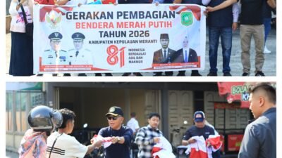 Bupati Asmar Pimpin Pembagian 1.000 Bendera Merah Putih, Ajak Warga Semarakkan Kemerdekaan