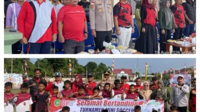 Polsek Tebing Tinggi Barat Kawal Pembukaan Turnamen Mini Soccer Pelajar hingga Kondusif